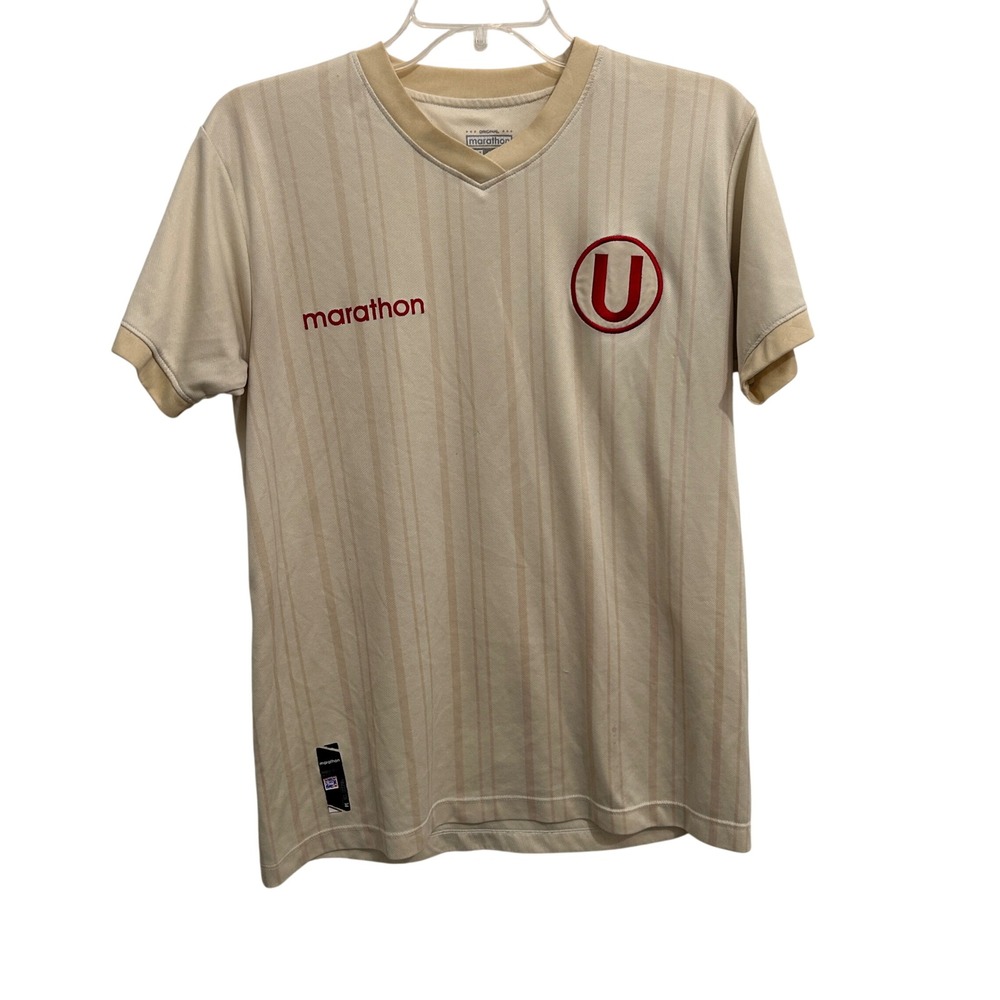 Marathon Universitario de Deportes Peru Soccer Jersey Cream Tan Striped Men S